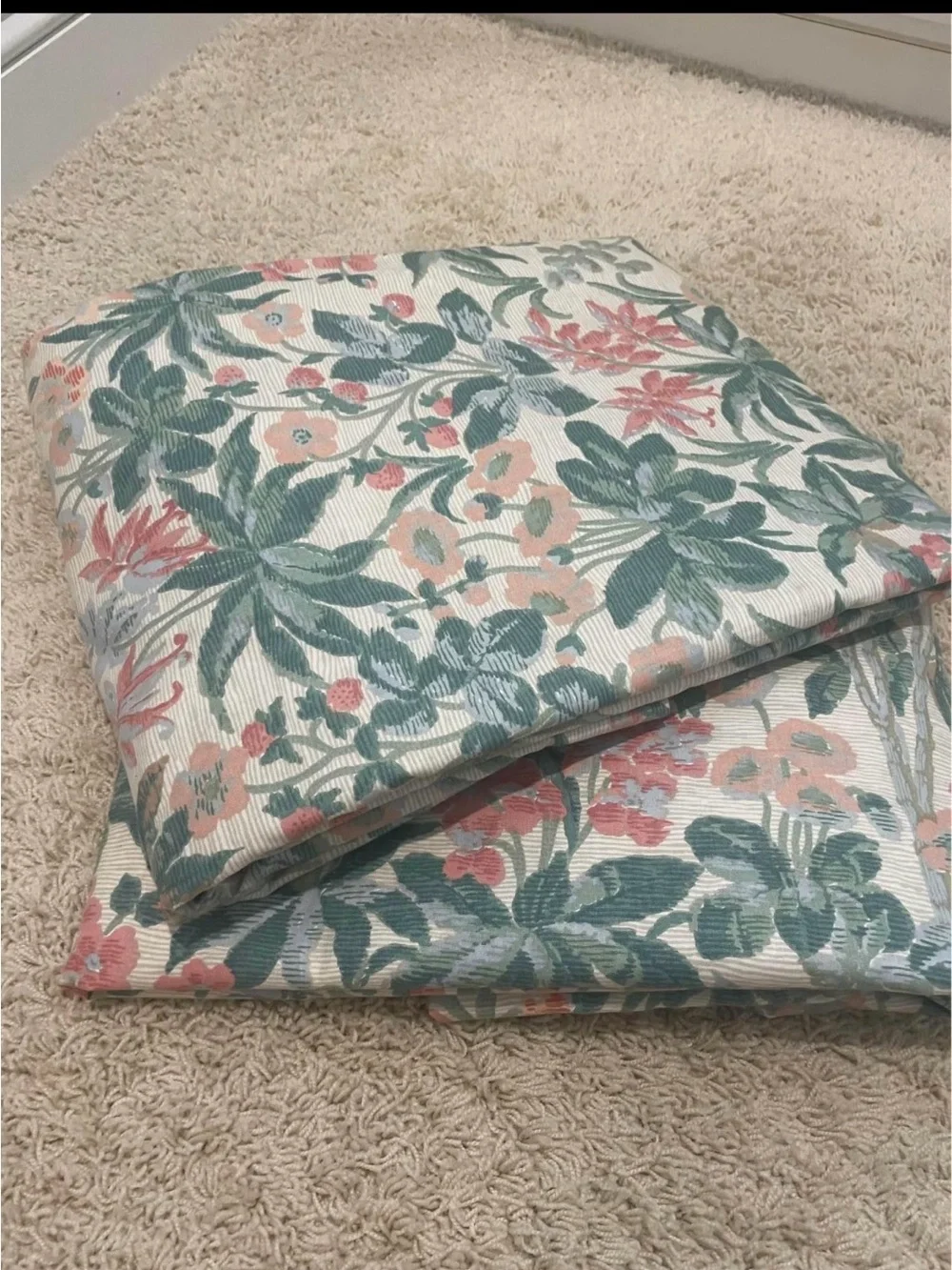 Custom made panel curtains Botanical floral berry Drapery in Green and Pink